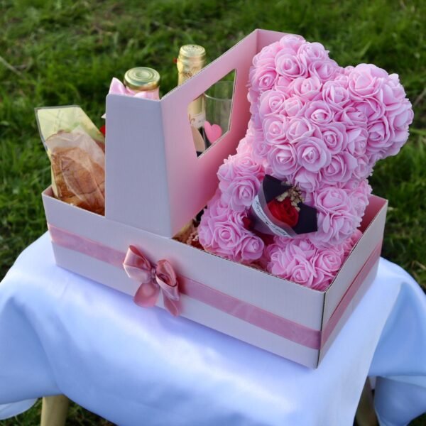Hermosa caja rosada con oso - Imagen 3